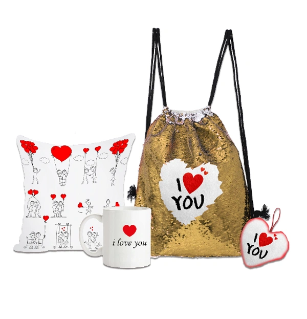 Valentine day gift combo bag - Gold
